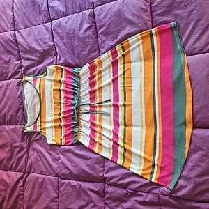 Avon Studio 1886 bright stretchy multicolor striped tank top mini dress S/M NWOT